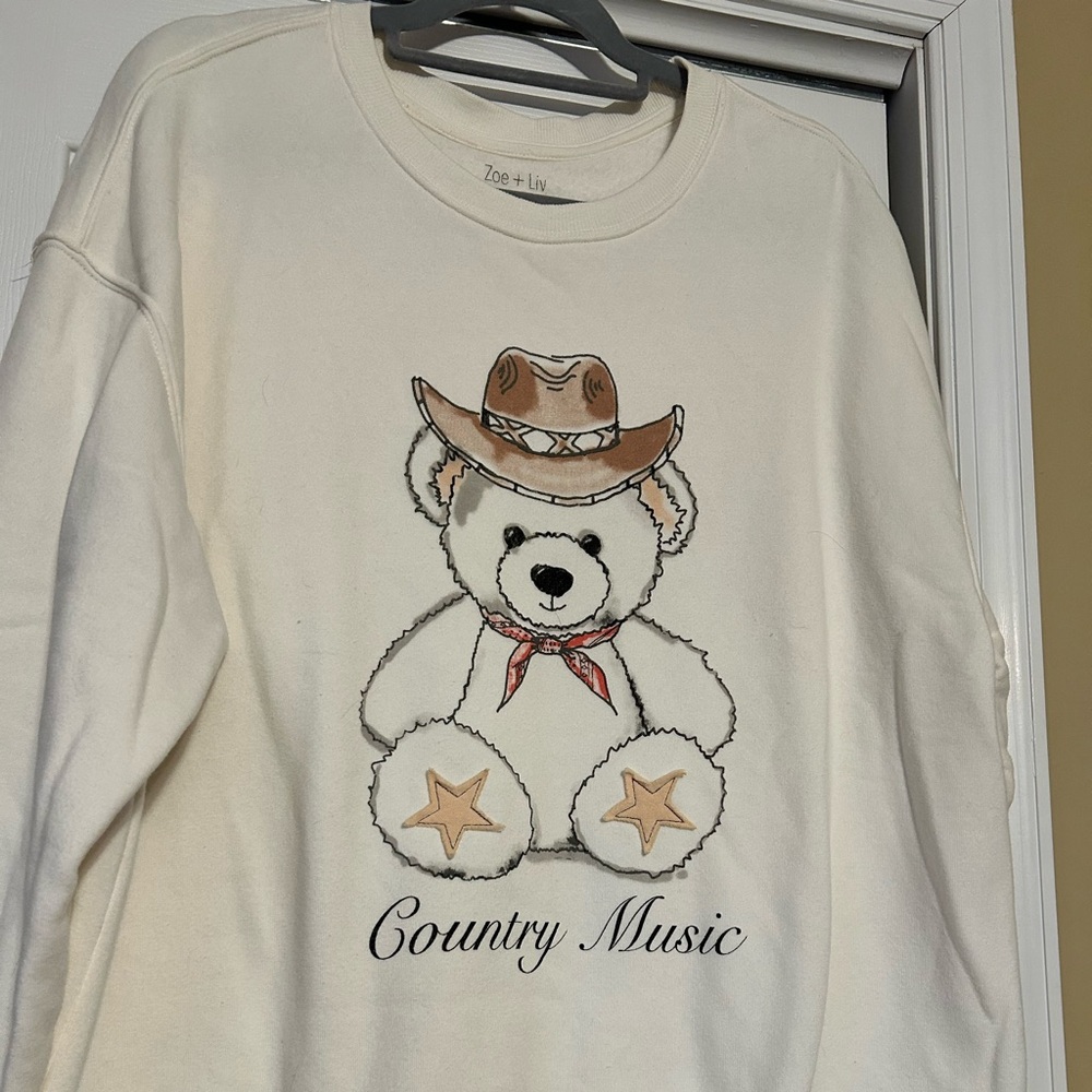 Zoe + Liv Cream 'Country Music' Teddy Sweatshirt Size XXL